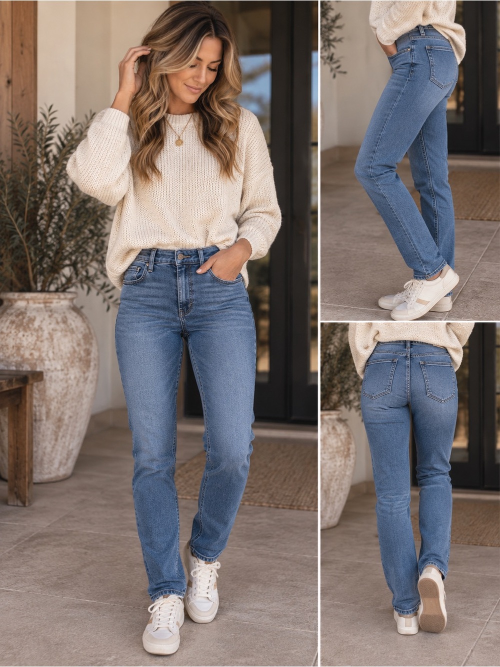 Old Navy Women's Straight-Leg Jeans in Medium Blue Wash